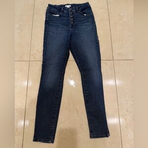 Good American Dark Blue High-Rise Skinny Jeans with Button Fly